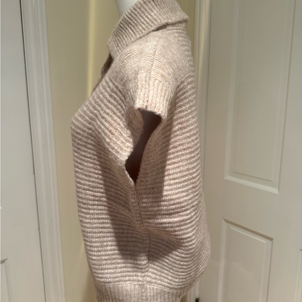 FRNCH Beige Ribbed Cowl Sweater Vest with Buttons - Picture 4 of 5